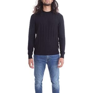 Emporio Armani Jacquard Crew Neck Pullover Jumper Sweater Black Large NEW $225